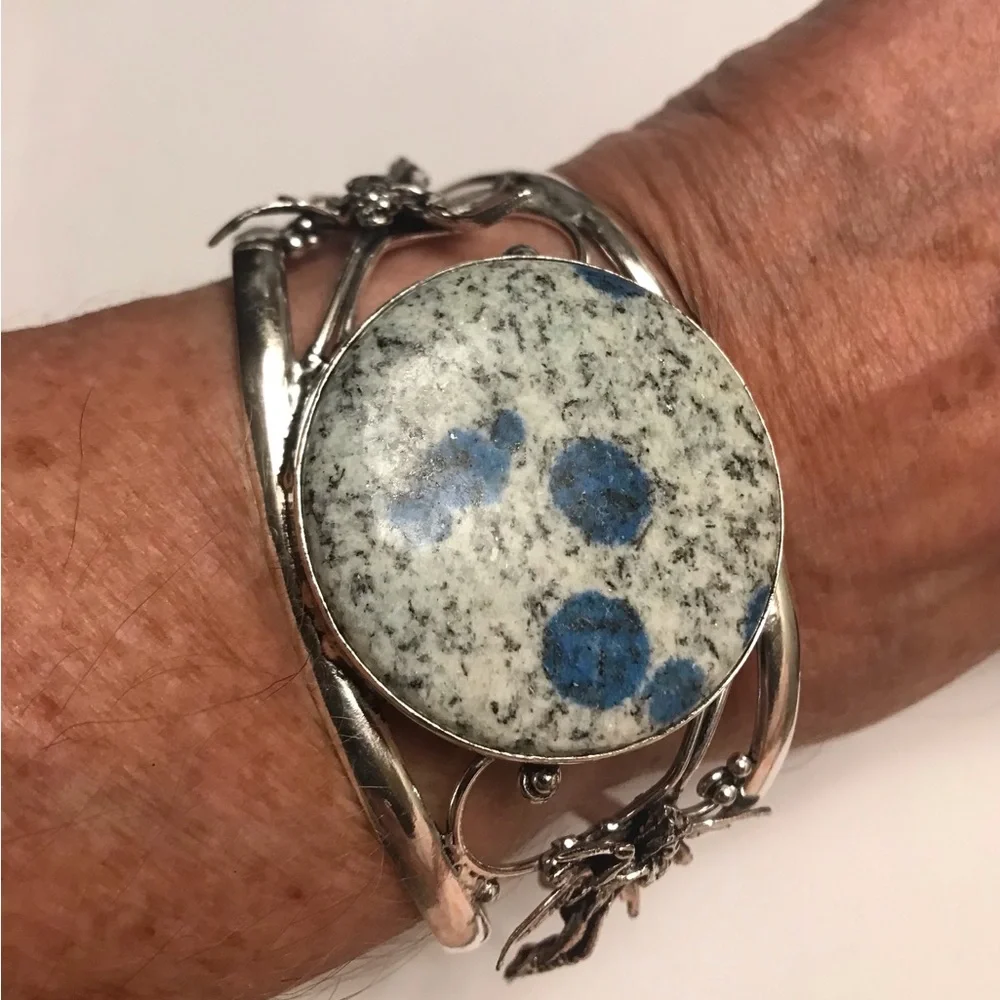 K2 Jasper Stamped Solid 925 Sterling Silver Cuff Bracelet